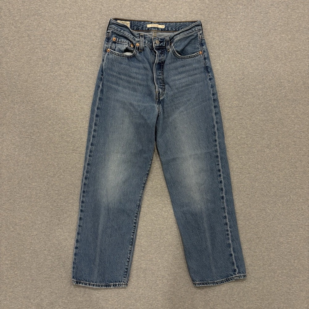 Levi's Premium Ribcage Straight Jeans Womens Size 27x25.5 Blue Medium Wash Denim - Picture 2 of 12